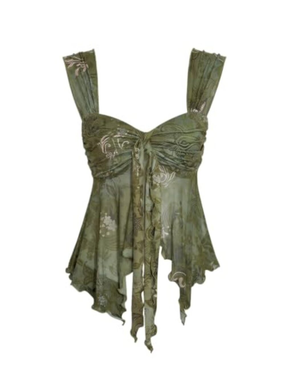 Women's Floral Peplum Babydoll Tank Top Boho Mesh Tie Front Flowy
